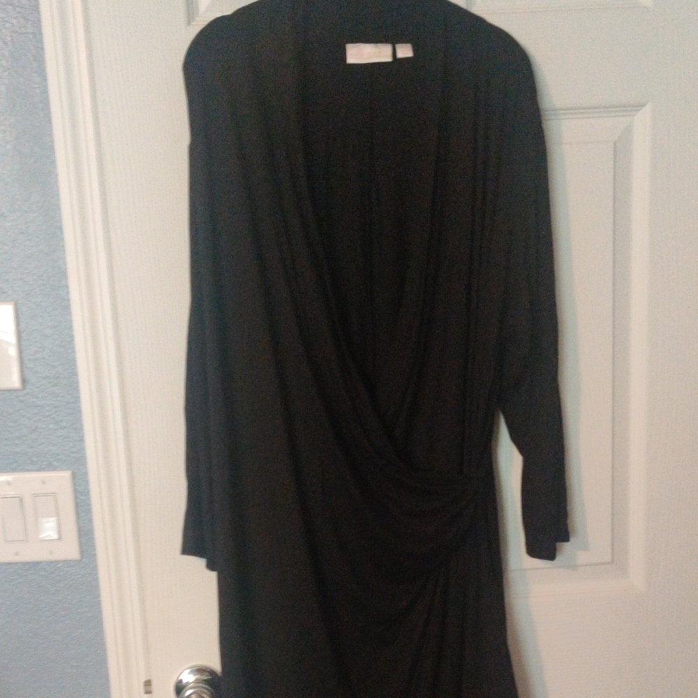 Belle by Kim Gravel Black Long Sleeve Faux Wrap Dress